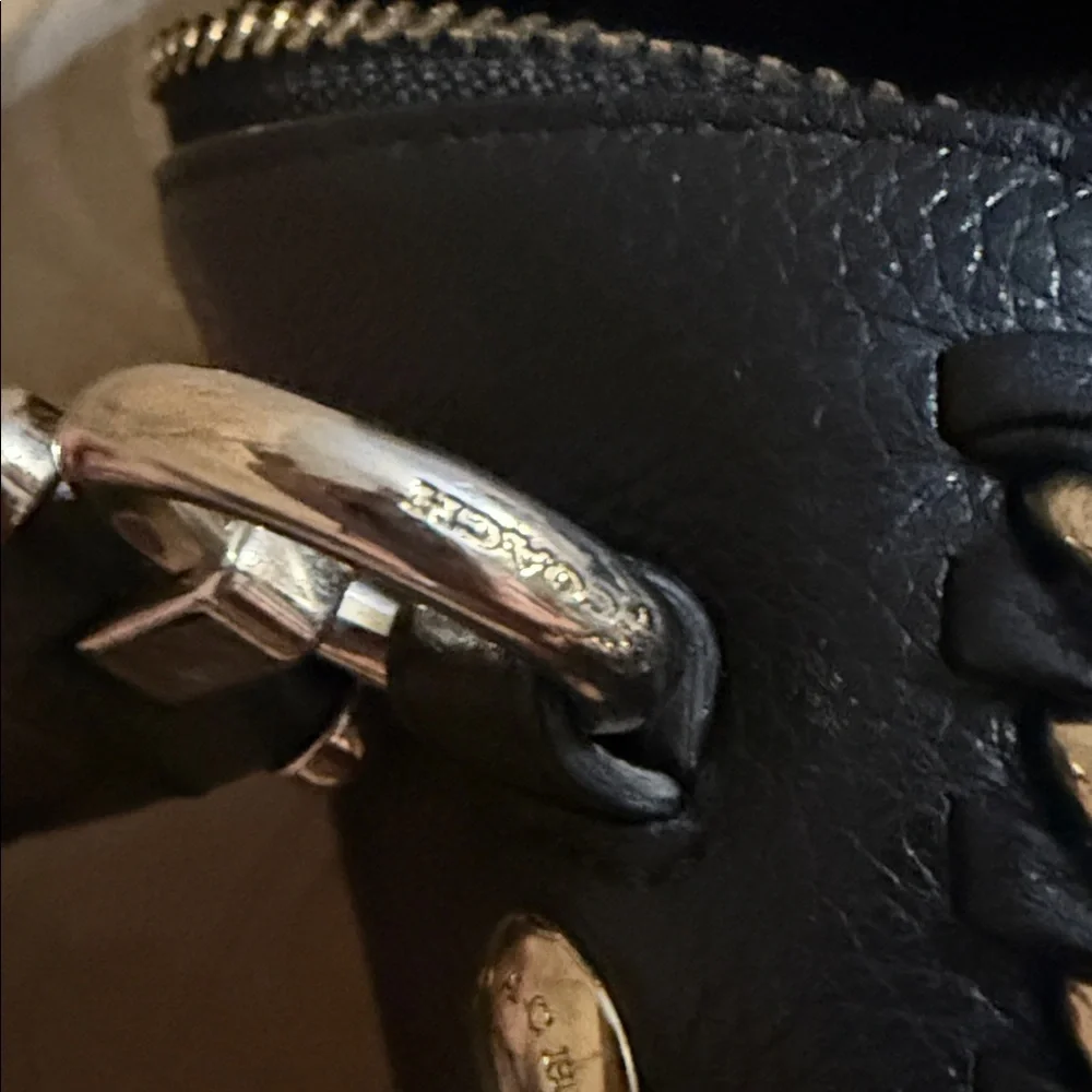 Coach Prairie Whiplash Satchel Crossbody Handbag Black Pebbled Leather preowned - Picture 15 of 16